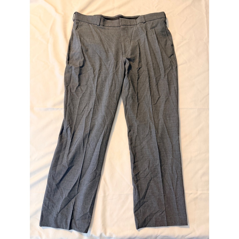 George Mens Performance Dress Pants Charcoal Heather 38x30 Four-Way Stretch NEW